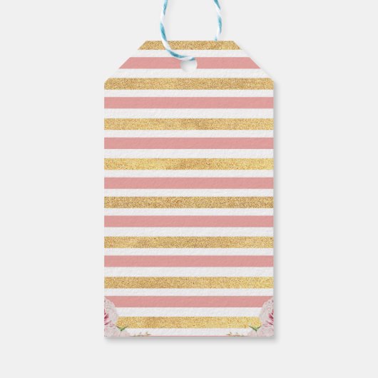 Roze Gouden Kroonprinses Verjaardag Dank u Label Cadeaulabel (Achterkant)