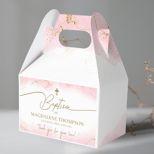 Roze Gouden Kruis Dank U Meisje Doop Bedankdoosjes