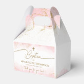 Roze Gouden Kruis Dank U Meisje Doop Bedankdoosjes (Achterkant)