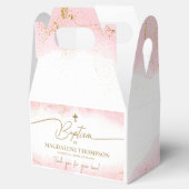 Roze Gouden Kruis Dank U Meisje Doop Bedankdoosjes (Geopend)