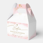 Roze Gouden Kruis Dank U Meisje Doop Bedankdoosjes (Voorkant Zijde)