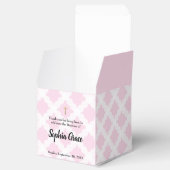 Roze Gouden Kruis Gepersonaliseerde Baby Meisje Do Bedankdoosjes (Geopend)