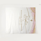 Roze Gouden Kruis Meisje Doop Wandkleed (Voorkant (horizontaal))