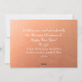 Roze Gouden Kwast Lettertype Kerstvakantie Foto Feestdagenkaart (Achterkant)