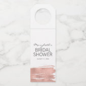 Roze Gouden Kwaststreek Bruidsdouche Fleslabels Flessenhanger (Voorkant)