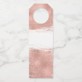 Roze Gouden Kwaststreek Bruidsdouche Fleslabels Flessenhanger (Achterkant)