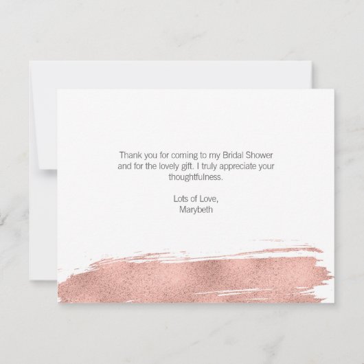 Roze Gouden Kwaststreek Bruidsfeest Bedankkaart (Achterkant)
