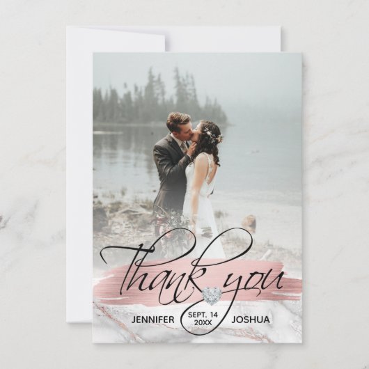 Roze Gouden Kwaststreek Trouw Dank Je | FOTO Kaart (Voorkant)