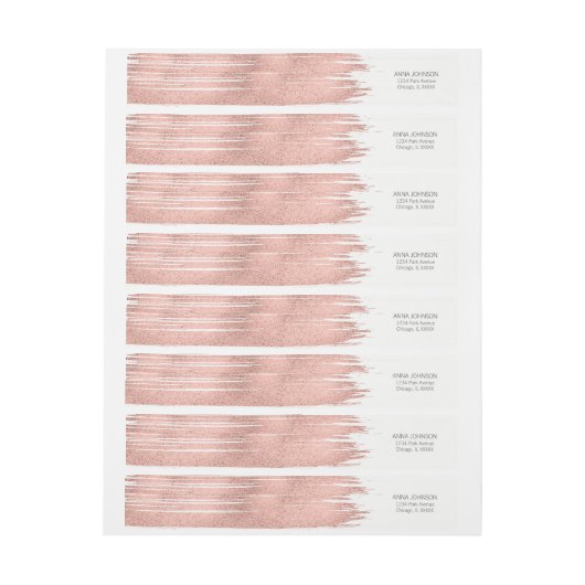 Roze Gouden Kwaststreek Verpakkingsadreslabel (Vel)