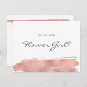 Roze Gouden Kwaststreek Wees Mijn Bruidsmeisje Uitnodiging Briefkaart (Voorkant / Achterkant)