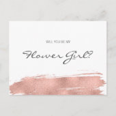 Roze Gouden Kwaststreek Wees Mijn Bruidsmeisje Uitnodiging Briefkaart (Voorkant)