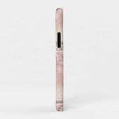 Roze Gouden Kwaststrepen Glitter Monogram Initiaal Case-Mate iPhone Case (Achterkant/rechts)