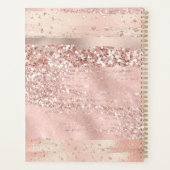Roze Gouden Kwaststrepen Glitter Monogram Planner (Achterkant)