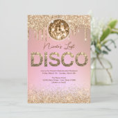 Roze Gouden Laatste Disco Meidenavond Kaart (Staand voorkant)