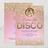 Roze Gouden Laatste Disco Meidenavond Kaart (Voorkant / Achterkant)