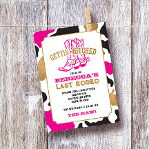 Roze Gouden Laatste Rodeo Bruidsfeest Uitnodiging