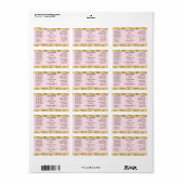 Roze & Gouden Label voor Kleine Druppelfles (Full Sheet)