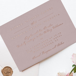 Roze Gouden Landschap Musk Roze Formeel Elegant Folie Uitnodiging