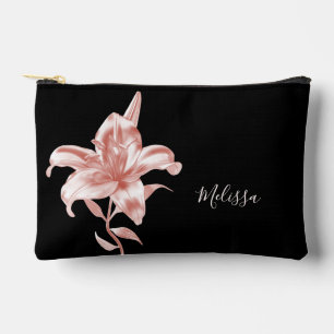 Roze Gouden Lelie Zwart   Je Naam Etui