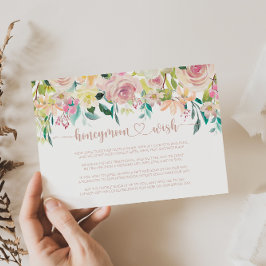 Roze Gouden Lente Bloemenhuwelijksreis Wens   Informatiekaartje