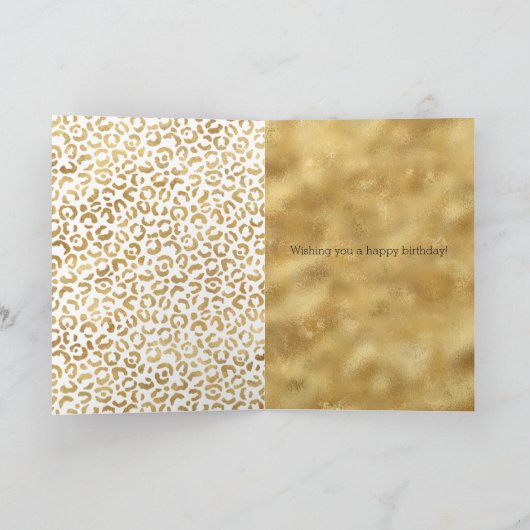 Roze Gouden Leopard Glitz Confetti Kaart (Binnen)