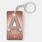 Roze Gouden Letter A Druppel Luxe Monogram Sleutelhanger (achterkant)