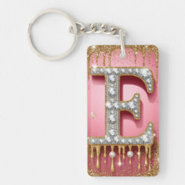 Roze Gouden Letter E Diamanten Initiaal Cadeau Voo Sleutelhanger