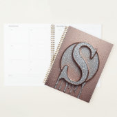 Roze Gouden Letter S Monogram Met Kristaldruppels Planner (Display)