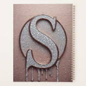 Roze Gouden Letter S Monogram Met Kristaldruppels Planner (Achterkant)