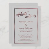 Roze Gouden Lichtgrijze Vier Ons met Typografie Kaart (Voorkant / Achterkant)