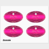 Roze Gouden Logo- en Initiaal Glitter Productlabel Ovale Sticker (Vel)