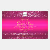Roze Gouden Logo en Initialen Glitter Product Labe Rechthoekige Sticker (Voorkant)