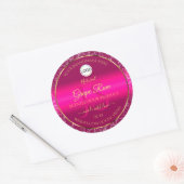 Roze Gouden Logo en Initialen Glitter Product Labe Ronde Sticker (Envelop)