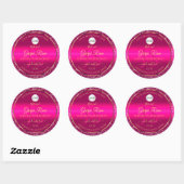 Roze Gouden Logo en Initialen Glitter Product Labe Ronde Sticker (Vel)