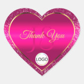 Roze Gouden Logo en Initialen Glitter Schattige Da Hart Sticker (Voorkant)