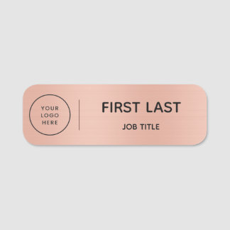 Roze Gouden Logo Naambadge Salon Boutique Personee Naamplaatje