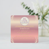 Roze & Gouden Loof Bruid Wordt Uitnodiging | Chic (Staand voorkant)