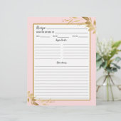 Roze Gouden Loof Receptenmap Pagina (Staand voorkant)