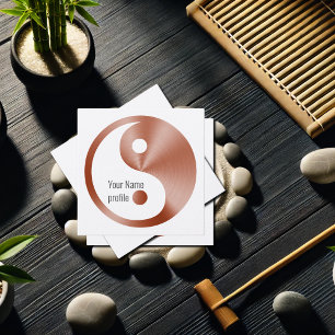 Roze gouden look yin yang vierkante visitekaartje