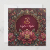Roze Gouden Lotus Ganesh God Indiase bruiloft Kaart (Voorkant)