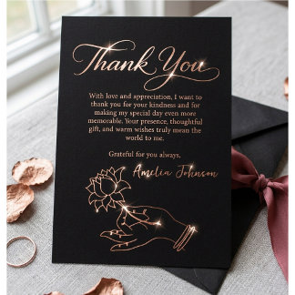 Roze Gouden Lotus Hand Bedankkaart Folie Uitnodiging