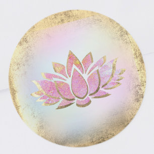 Roze gouden lotusbloem logo ronde sticker