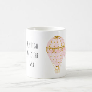 Roze Gouden Luchtballon Vliegt Hoog Koffiemok