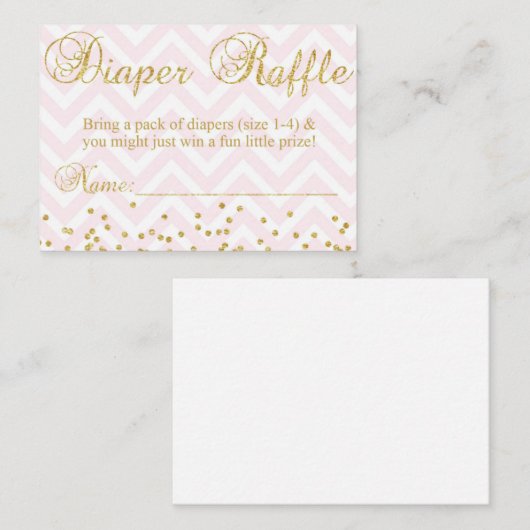 Roze & Gouden Luier Raffle Informatiekaartje (Voorkant / Achterkant)