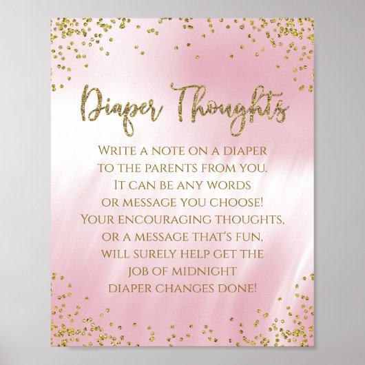 Roze gouden luiers Baby shower Poster (Voorkant)