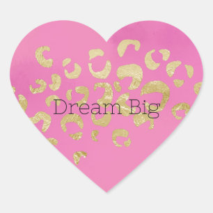Roze Gouden Luipaard Hart Sticker