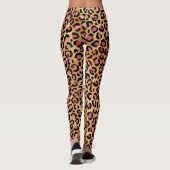 Roze Gouden Luipaard Patroon Leggings (Achterkant)