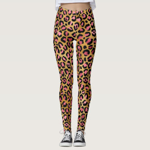 Roze Gouden Luipaard Patroon Leggings