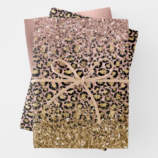 Roze gouden luipaard - Sparkle Inpakpapier Vel (In situ)