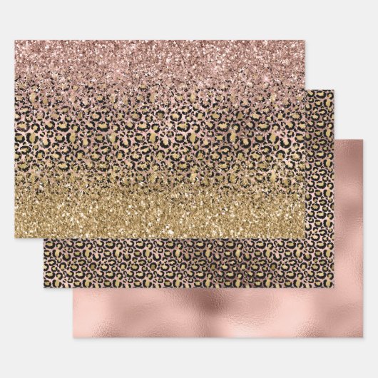 Roze gouden luipaard - Sparkle Inpakpapier Vel (Set)